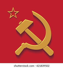 Workers unite hammer and sickle.Vector illustration.