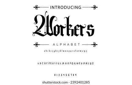 Workers Vintage tattoo font. Font for the tattoo studio logos, alcohol branding, and many others in retro style.