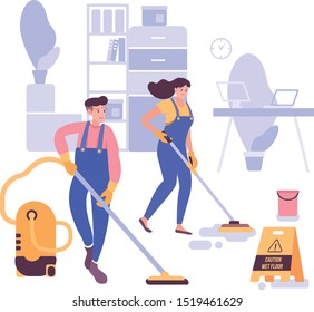 workers wash and clean house