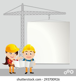 Workers with white board