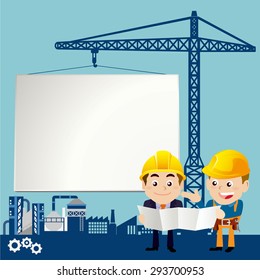 Workers with white board