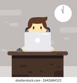 workers who are working until midnight. employees who are stressed because of work. current admin situation
