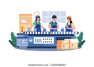 Workers Working In A Factory Illustration concept on white background