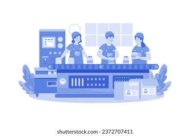 Workers Working In A Factory Illustration concept on white background