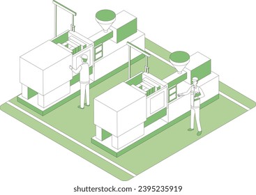 Arbeiter in einer Spritzgießfabrik