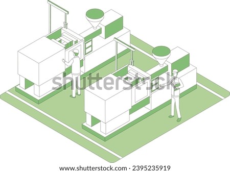 Workers working at an injection molding factory