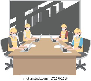 Workers are working in the office while using medical mask