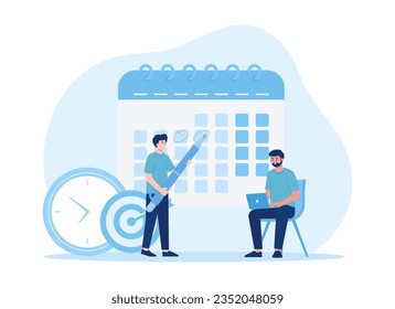 los trabajadores están trabajando en tareas límite concepto de tendencia ilustración plana