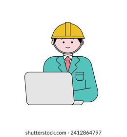 Workers working on laptops illustration