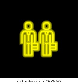 Workers yellow glowing neon ui ux icon. Glowing sign logo vector