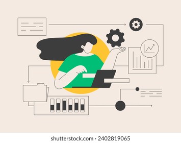 Workflow abstract concept vector illustration. Development team workflow, business process efficiency, working activity pattern, project management, productivity software abstract metaphor.