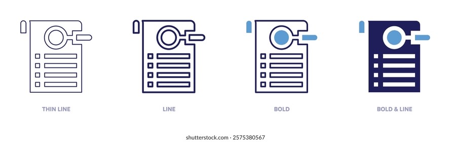 Workflow analysis icon in 4 different styles. Thin Line, Line, Bold, and Bold Line. Duotone style. Editable stroke.