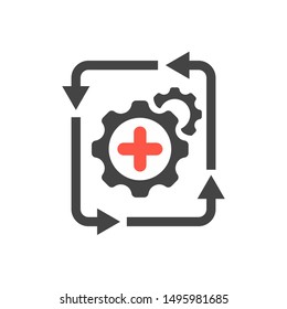 Workflow Automation icon with add sign, new, plus, positive symbol