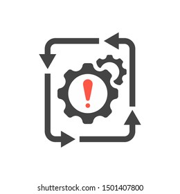 Workflow Automation icon with exclamation mark, alert, error, alarm, danger symbol