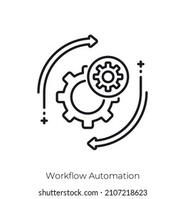 Icono de Automatización de flujo de trabajo. Diseño de icono de estilo de esquema aislado en fondo blanco