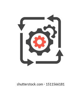 Workflow Automation icon with settings sign, customize, setup, manage, process symbol