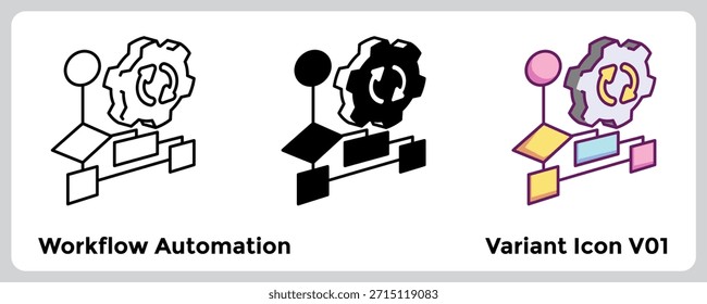 Workflow Automation saves time by automating repetitive tasks. Line, Filled, Color style.