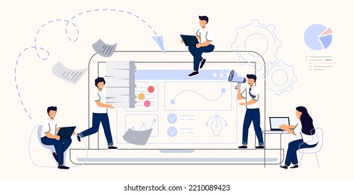 Workflow automation Workforce organization and management Business growth ways abstract concept vector illustration Project leadership Waterfall and agile Development team Productivity software