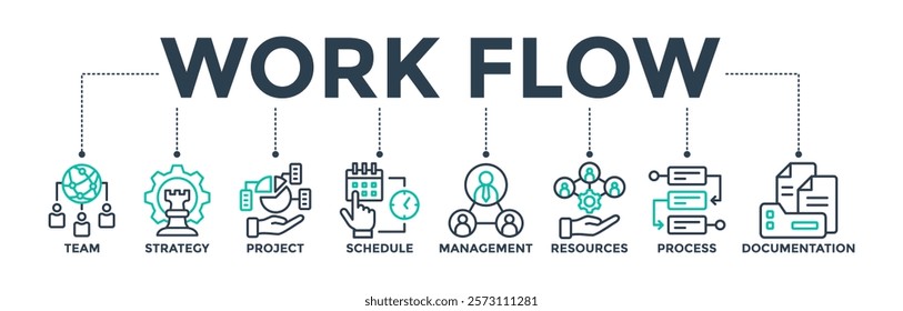 Workflow banner web icon vector illustration concept for business management