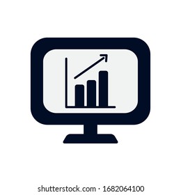 Workflow bars inside computer silhouette style icon design, Infographic data information business analytics and visual presentation theme Vector illustration
