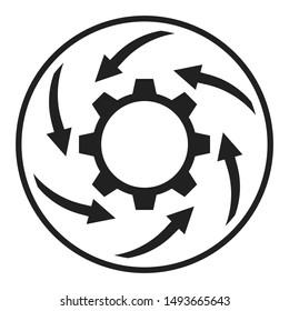 Workflow business concept illustration. Abstract gear and arrows icon. 