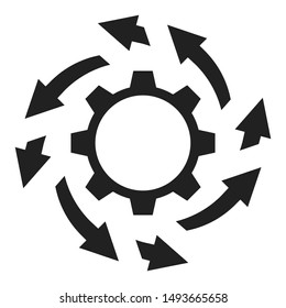 Workflow business concept illustration. Abstract gear and arrows icon. 