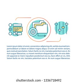 Workflow and business concept linear illustration. Project development. Article, brochure, magazine page. Thin line icons with text. software function management. Vector isolated outline drawing