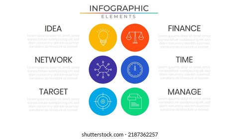 Workflow-Business-Infografik-Design-Vektorgrafik mit Symbolen. Jährliche Vorlage für Netzprojekte zur Präsentation und Berichterstattung.	