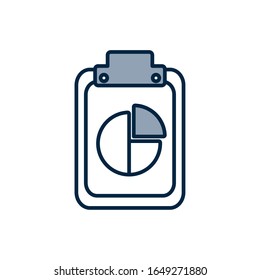 Diseño de icono de medio color de media línea de torta de flujo de trabajo, análisis de información de datos infográficos de negocios y tema de presentación visual Ilustración vectorial