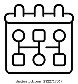Workflow calendar icon outline vector. Gear system. Web strategy