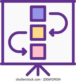 workflow color outline icon vector or logo design illustration ( marketing growth icon set )