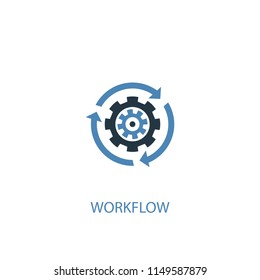 Workflow concept 2 colored icon. Simple blue element illustration. Workflow concept symbol design from startup set. Can be used for web and mobile UI/UX