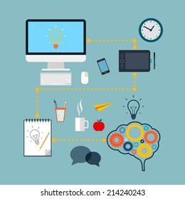 Workflow concept, diagram,  infographics template. Vector illustration