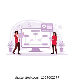 Workflow concept. Hierarchical management scheme. Team collaboration, workflow in office concept. Business teamwork vector, teamwork in the office, collaboration concept illustration. 
