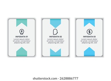 Conceito de fluxo de trabalho para infográfico com 3 etapas, opções, partes ou processos. Visualização de dados de negócios.