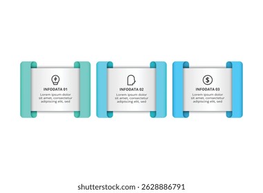Conceito de fluxo de trabalho para infográfico com 3 etapas, opções, partes ou processos. Visualização de dados de negócios.