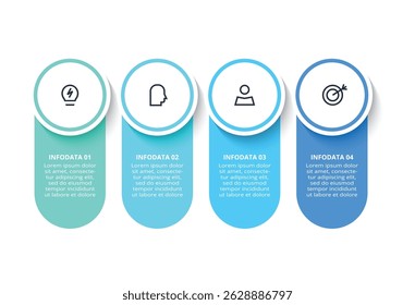 Concepto de flujo de trabajo para infografía con 4 pasos, opciones, partes o procesos. Visualización de datos empresariales.
