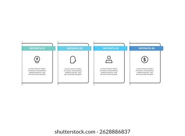 Concepto de flujo de trabajo para infografía con 4 pasos, opciones, partes o procesos. Visualización de datos empresariales.