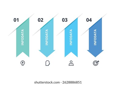Concepto de flujo de trabajo para infografía con 4 pasos, opciones, partes o procesos. Visualización de datos empresariales.