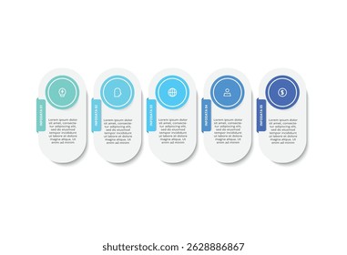 Workflow concept for infographic with 5 steps, options, parts or processes. Business data visualization.