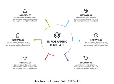 Workflow concept for infographic with 6 steps, options, parts or processes. Business data visualization.