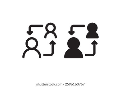 Workflow and connection icon in black and white Vector