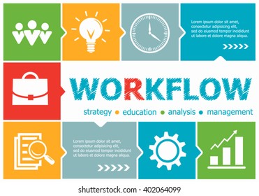 Workflow design illustration concepts for business, consulting, management, career. Workflow concepts for web banner and printed materials.