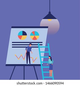 Workflow design, Infographic data information business analytics and visual presentation theme Vector illustration