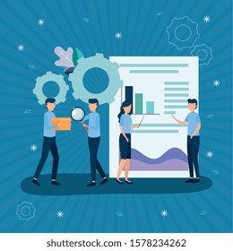 Workflow design, Infographic data information business analytics and visual presentation theme Vector illustration