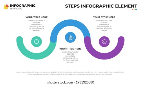 Workflow-Diagramm mit 3 Schritten, Infografik-Element, Präsentationslayoutvorlage, Vektorgrafik