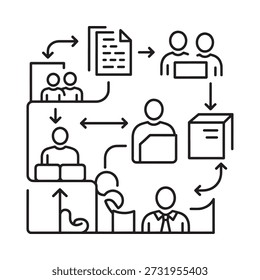 Diagrama de flujo de trabajo que ilustra la colaboración de revisión de documentos y la toma de decisiones final