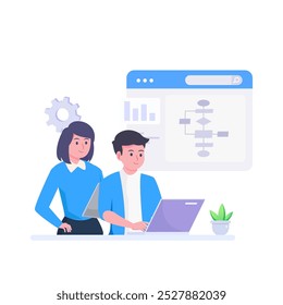workflow diagram or model design, flowchart to get result Illustration.