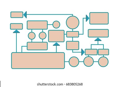 Workflow Diagram, Working Algorithm Or Structure Of Organization. Vector Illustration, Isolated On White Background.