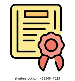 Workflow diploma icon outline vector. Flow gear. System strategy color flat